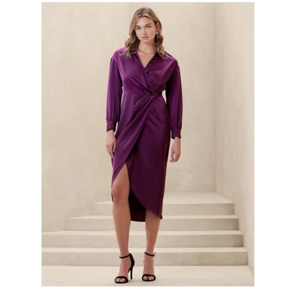 NWT Banana Republic Purple Satin Wrap Dress